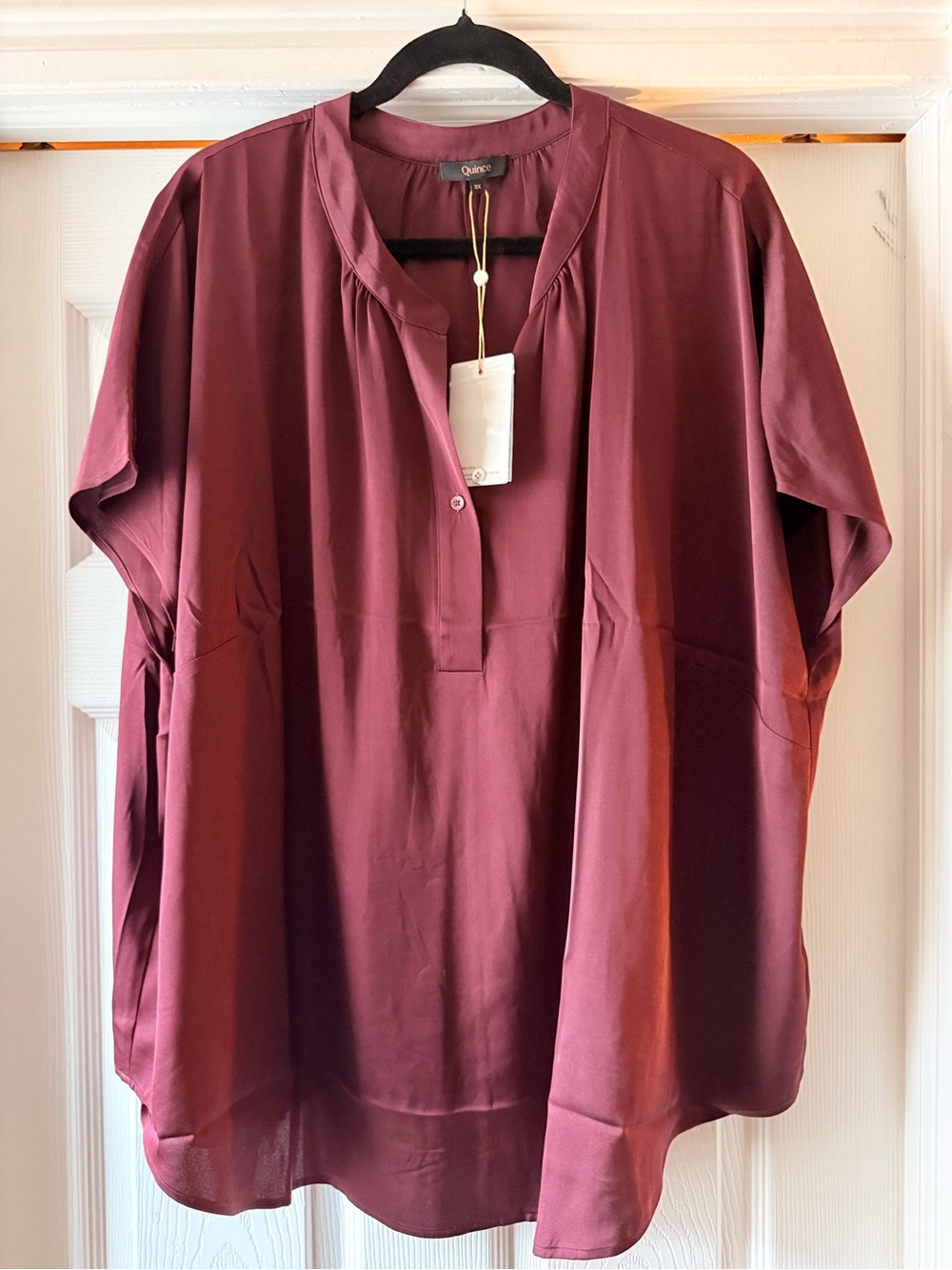 Quince Women's Short Sleeve Blouse in wine 🍷